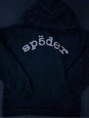 Men's Black spider hodoie with rhinestones